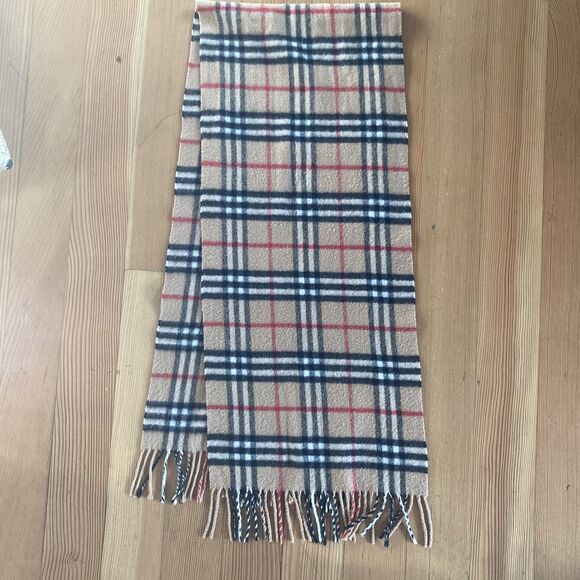 BURBERRY London Vintage Classic Nova Check Knit 100% Cashmere Beige SCARF - Picture 9 of 10